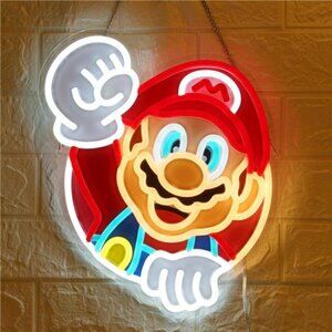 Super Mario Bros LED Neon Light Game Sign Room Decor Luigi Nintendo Retro NES NW